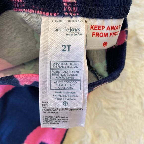 Simple Joys by Carter’s Girls 6-Piece Snug Fit Cotton Pajama Set Size 2T Lounge - Picture 10 of 12